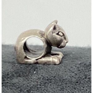 925 Sterling Silver Cat Charm Bead IBB Thai Kitten Charm Bracelet Necklace